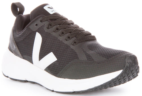 Veja Condor 2 Alveomesh Zapatillas de correr de malla con cordones para hombre en negro blanco