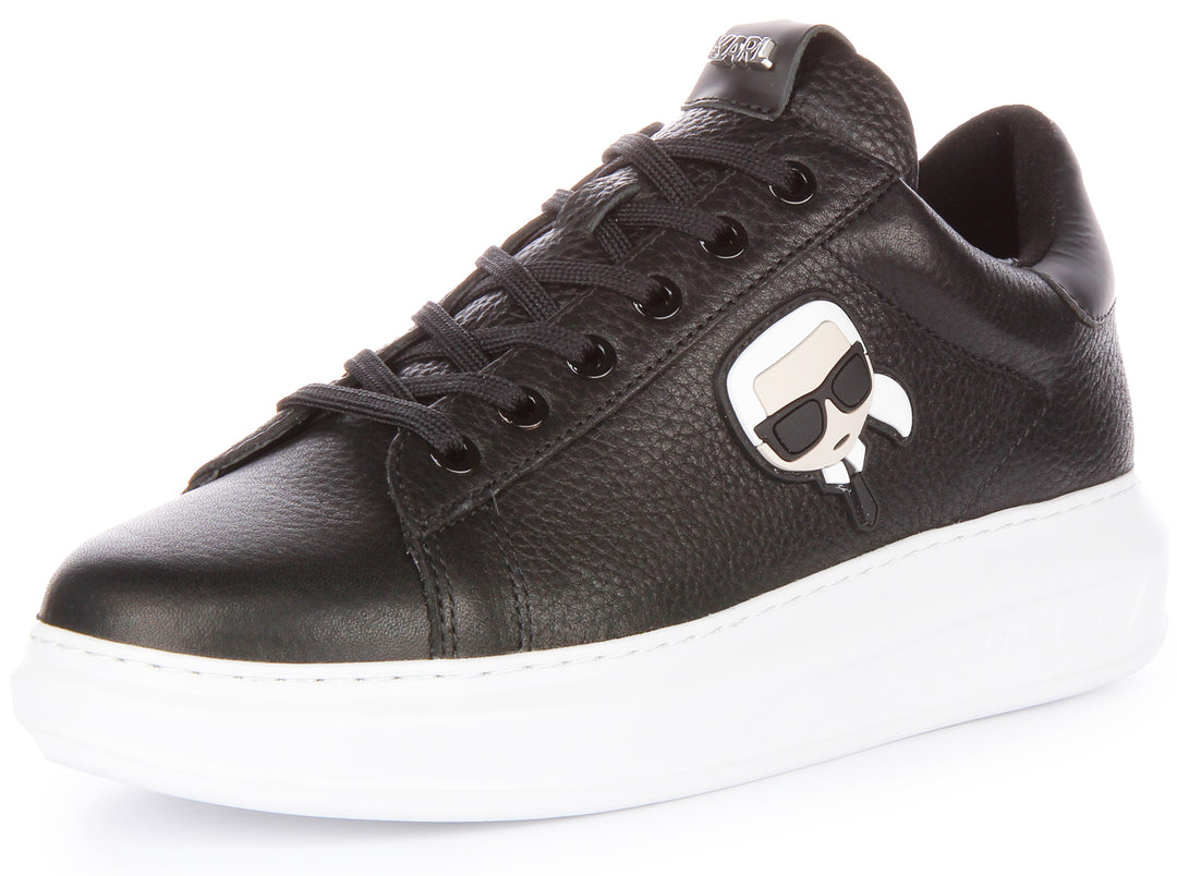 Karl Lagerfeld Kapri Iconic KC Baskets à lacets en simili cuir pour hommes en noir blanc