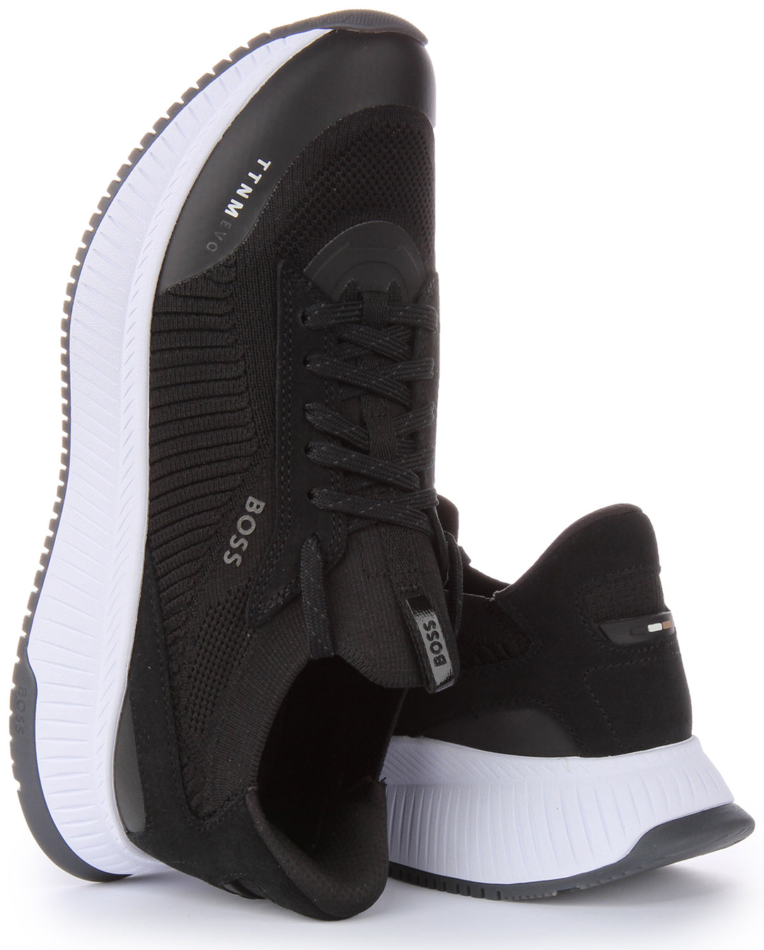 Boss TTNM Evo Slon KNSD Scarpe da ginnastica allacciate a calzino da uomo in nero bianco