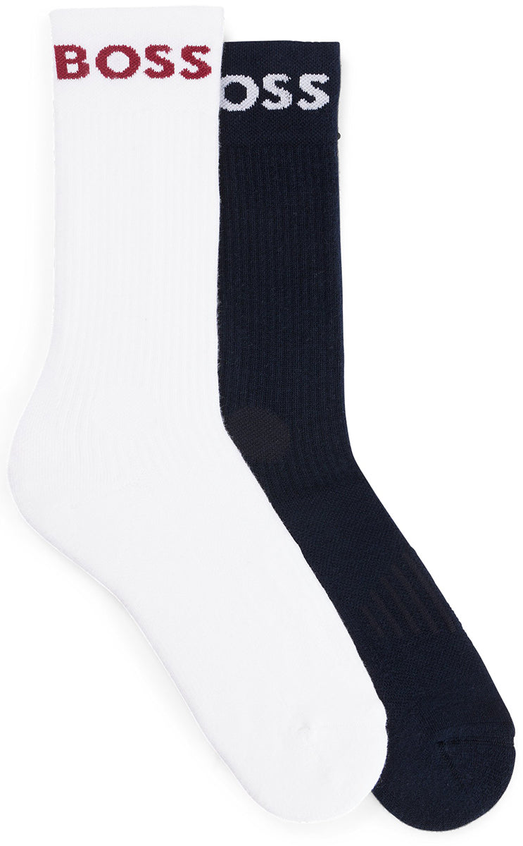 Boss 2P RS Sport COL CC Herren Zwei Paar Baumwolle Socken Schwarz Weiß