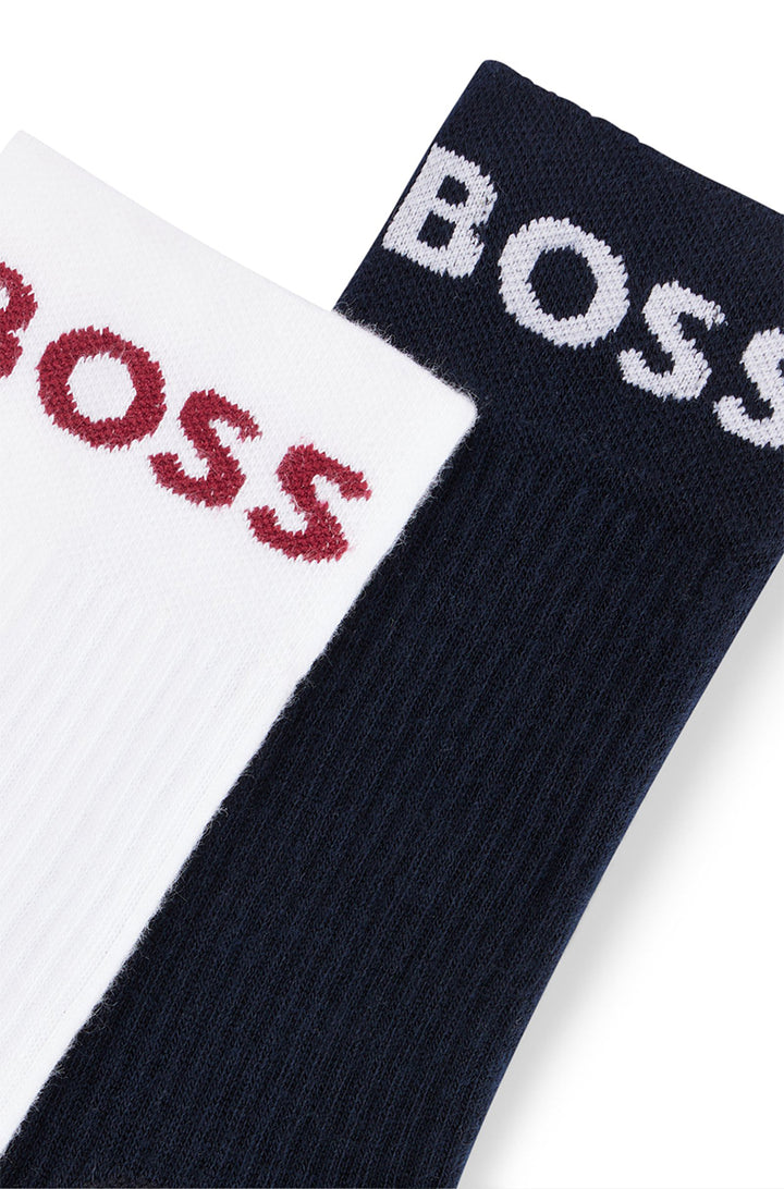 Boss 2P RS Sport COL CC Deux paires de chaussettes en coton pour hommes en noir blanc