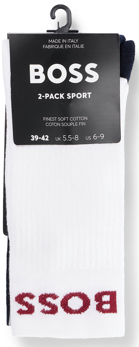 Boss 2P RS Sport COL CC Calcetines con dos pares de algodón para hombre en negro blanco