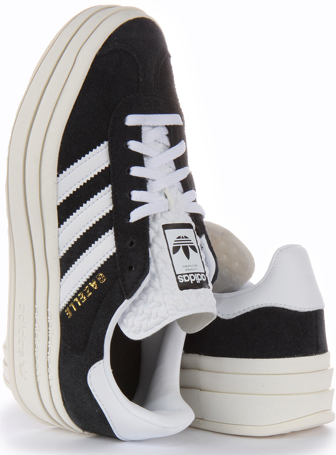 Adidas Gazelle Bold Black White For Women Lace Up Platform