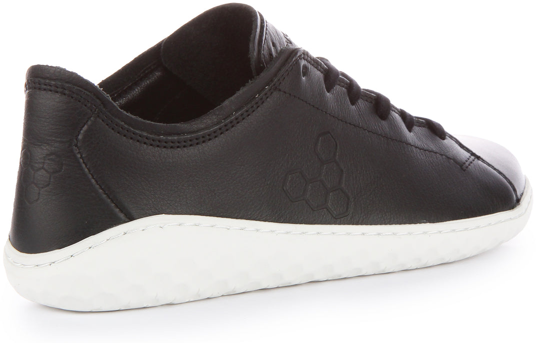 Vivobarefoot Geo Court III Frauen Schnürung Leder Punktion Resistent Turnschuhe Schwarz Weiß