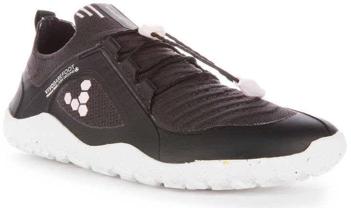 Vivobarefoot Primus Trail Knit FG Zapatillas de trail running de punto para mujer en negro blanco