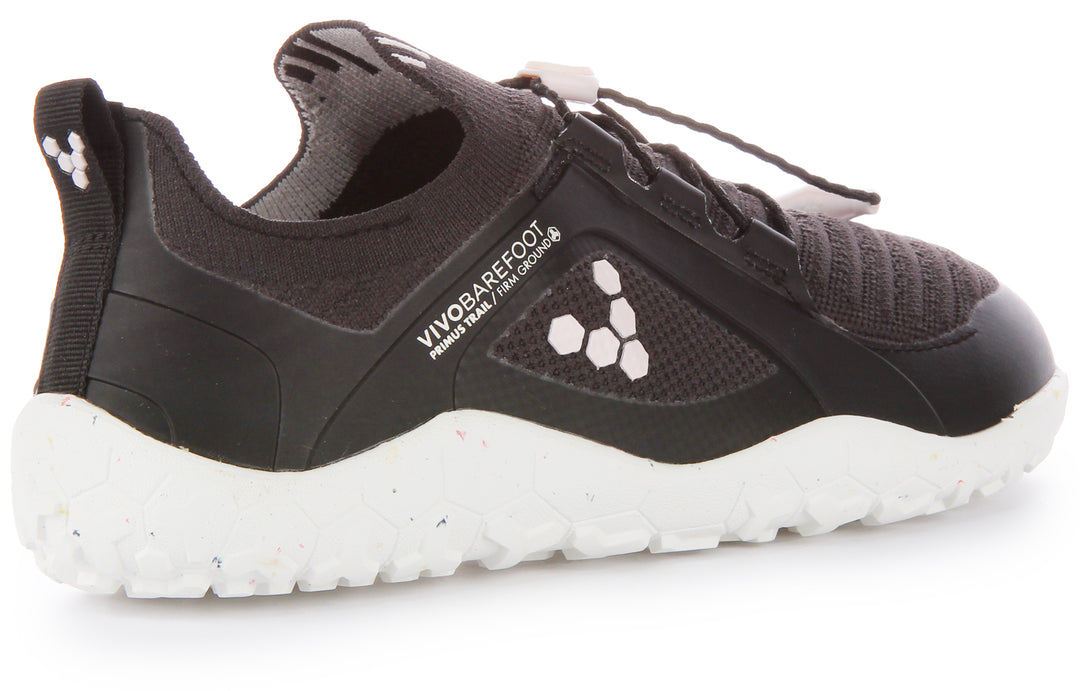 Vivobarefoot Primus Trail Knit FG Scarpe da ginnastica da trail running in maglia da donna in nero bianco