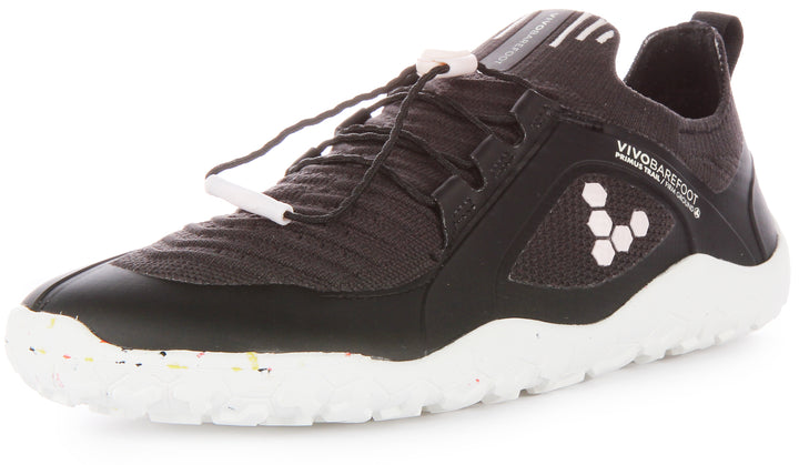 Vivobarefoot Primus Trail Knit FG Zapatillas de trail running de punto para mujer en negro blanco