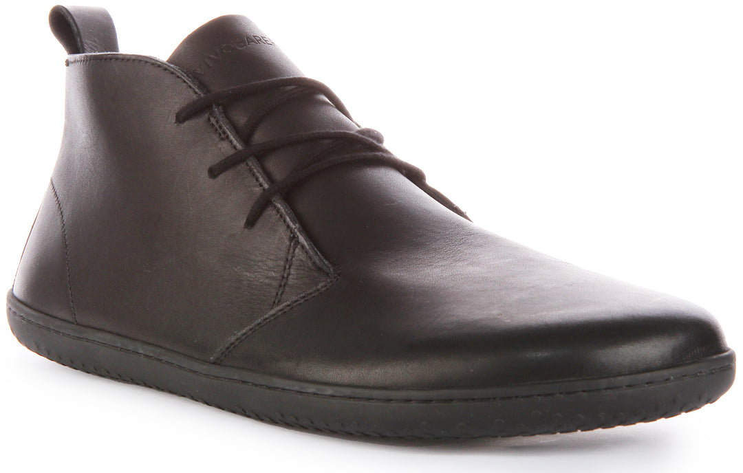 Vivobarefoot Gobi III Botines de piel con cordones para hombre en negro blanco