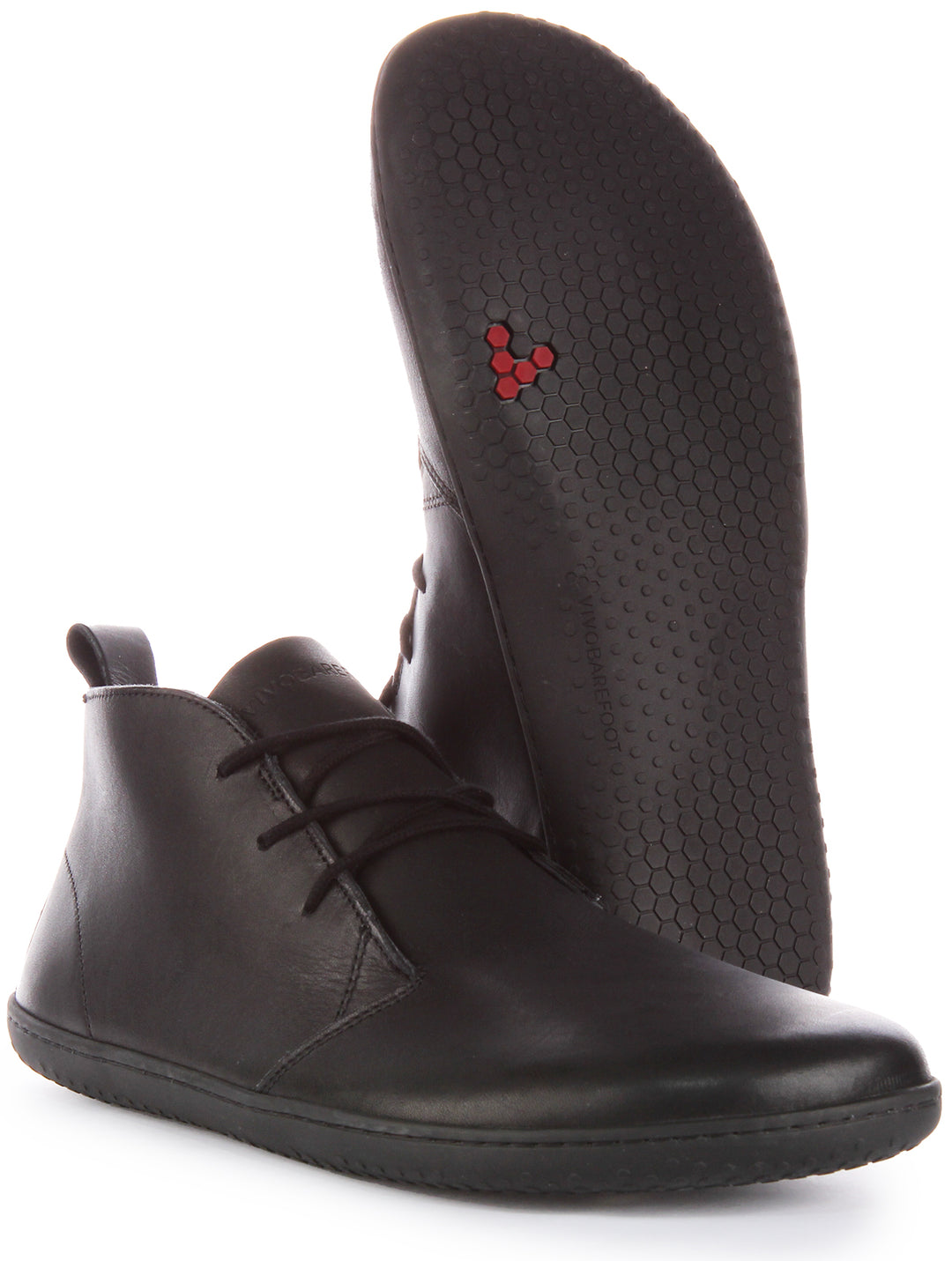 Vivobarefoot Gobi III Stivaletto allacciato in pelle da uomo in nero bianco