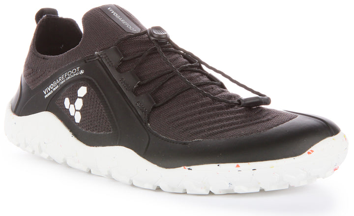 Vivobarefoot Primus Trail Knit FG Zapatillas de trail running de punto para hombre en negro blanco