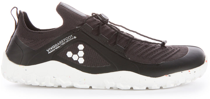 Vivobarefoot Primus Trail Knit FG Scarpe da ginnastica da trail running in maglia da uomo in nero bianco