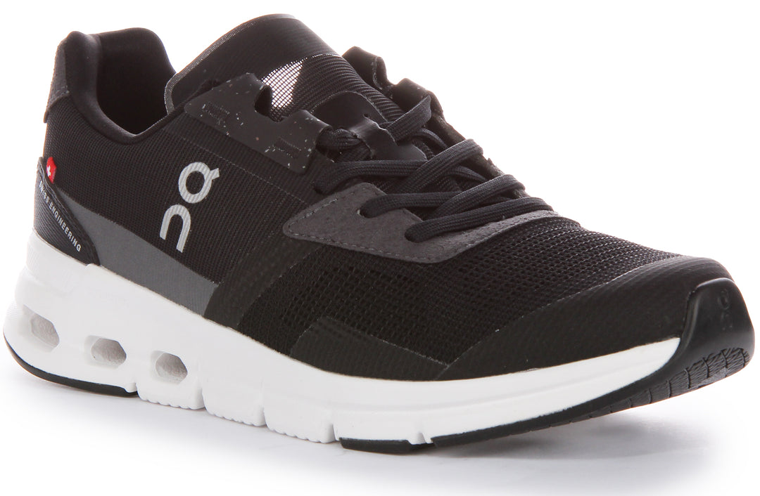 On Running Cloudrift Zapatillas con cordones de malla para hombre en negro blanco