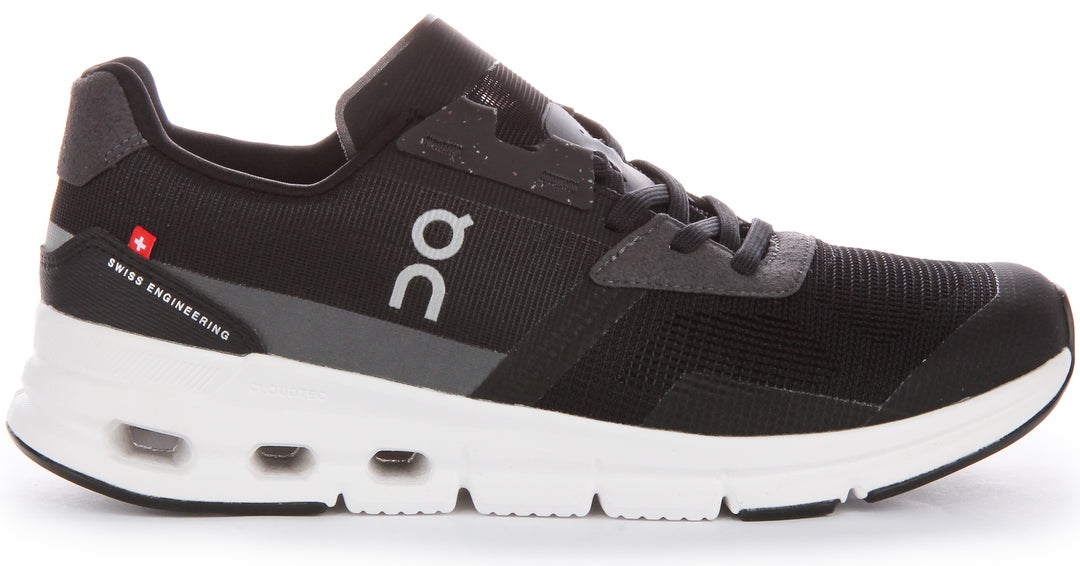 On Running Cloudrift Zapatillas con cordones de malla para hombre en negro blanco