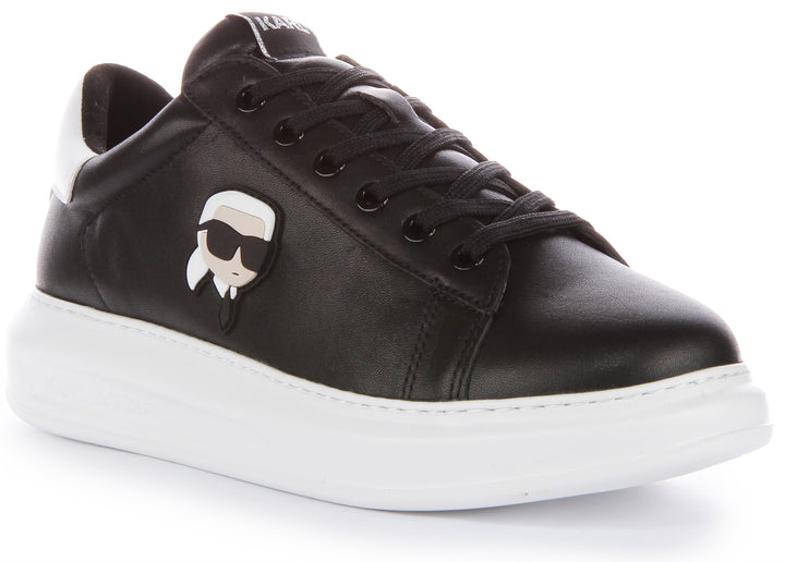 Karl Lagerfeld K Ikonik NFT Kapri Zapatillas con cordones de piel para hombre en negro blanco