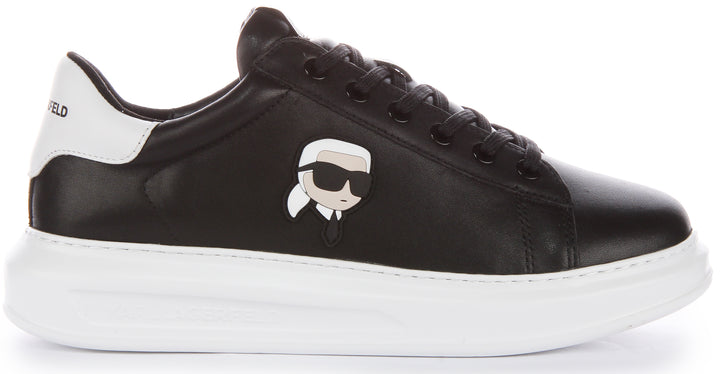 Karl Lagerfeld K Ikonik NFT Kapri Zapatillas con cordones de piel para hombre en negro blanco