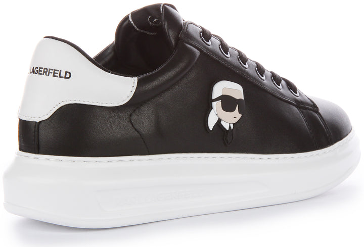 Karl Lagerfeld K Ikonik NFT Kapri Zapatillas con cordones de piel para hombre en negro blanco