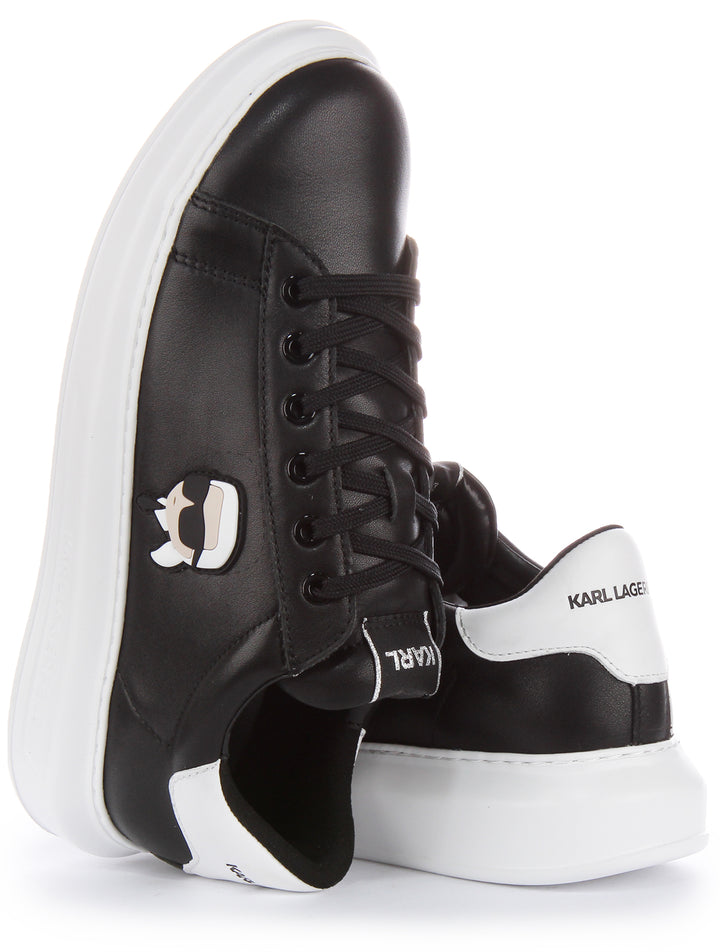 Karl Lagerfeld K Ikonik NFT Kapri Zapatillas con cordones de piel para hombre en negro blanco