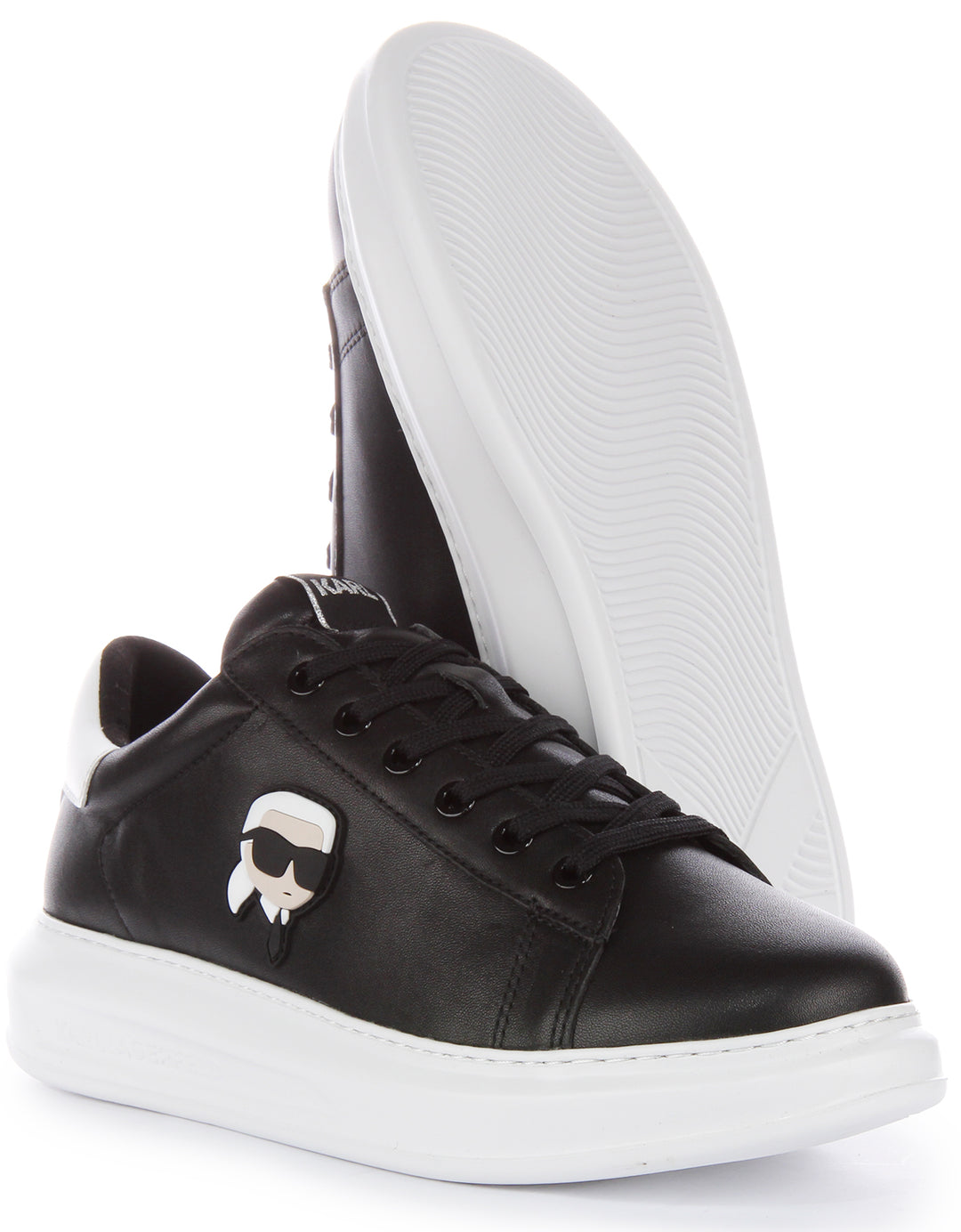 Karl Lagerfeld K Ikonik NFT Kapri Zapatillas con cordones de piel para hombre en negro blanco