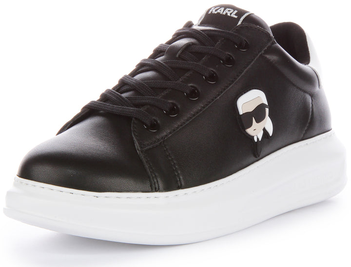 Karl Lagerfeld K Ikonik NFT Kapri Zapatillas con cordones de piel para hombre en negro blanco