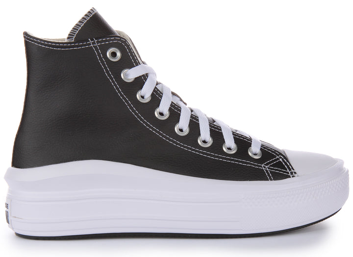 Converse CT AS Move Platform Hi Top Scarpe da Ginnastica in Pelle per Donne, nere e bianche