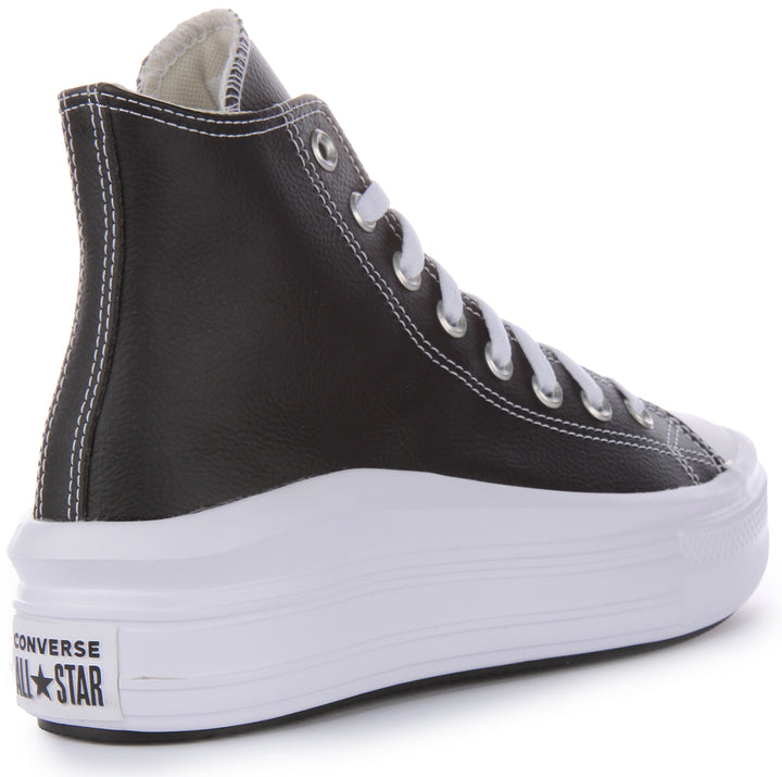 Converse CT AS Move Platform Hi Top Scarpe da Ginnastica in Pelle per Donne, nere e bianche