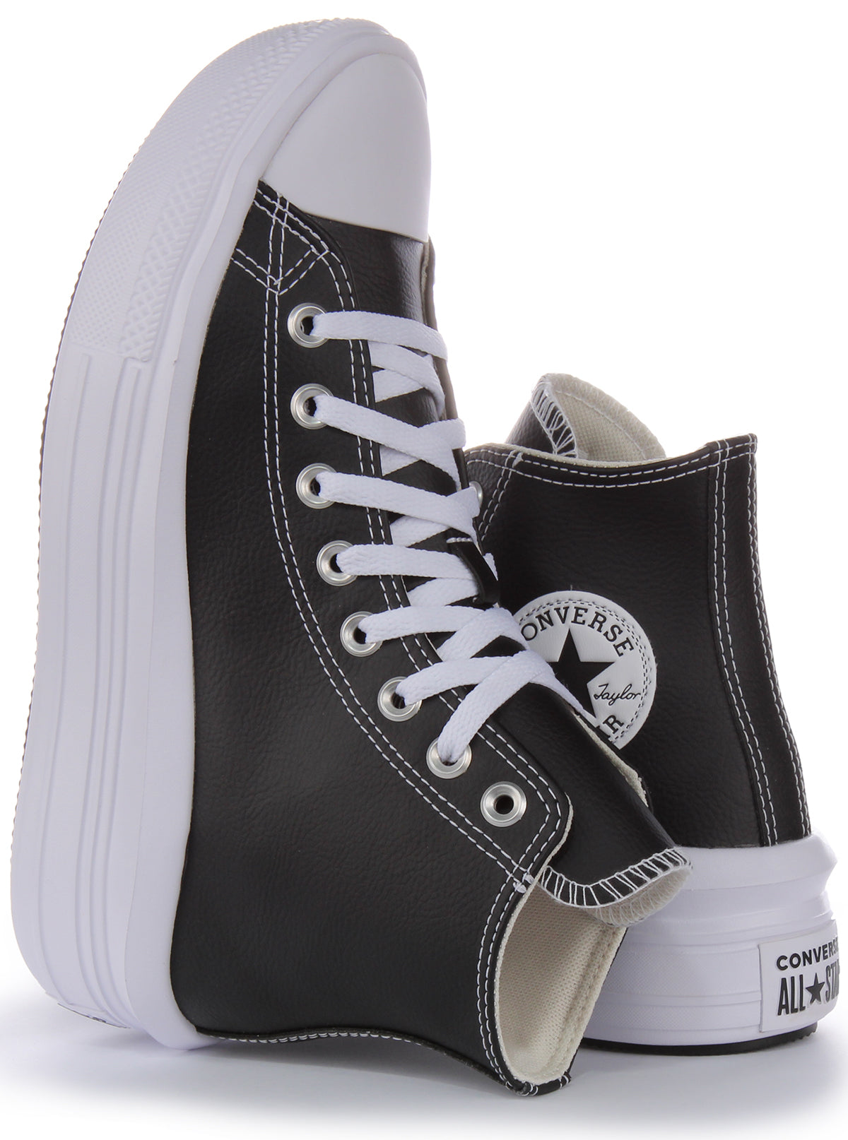 Converse platform bianche hot sale di pelle