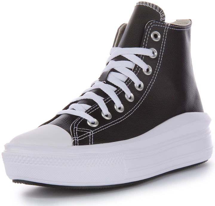 Converse CT AS Move Platform Hi Top Scarpe da Ginnastica in Pelle per Donne, nere e bianche