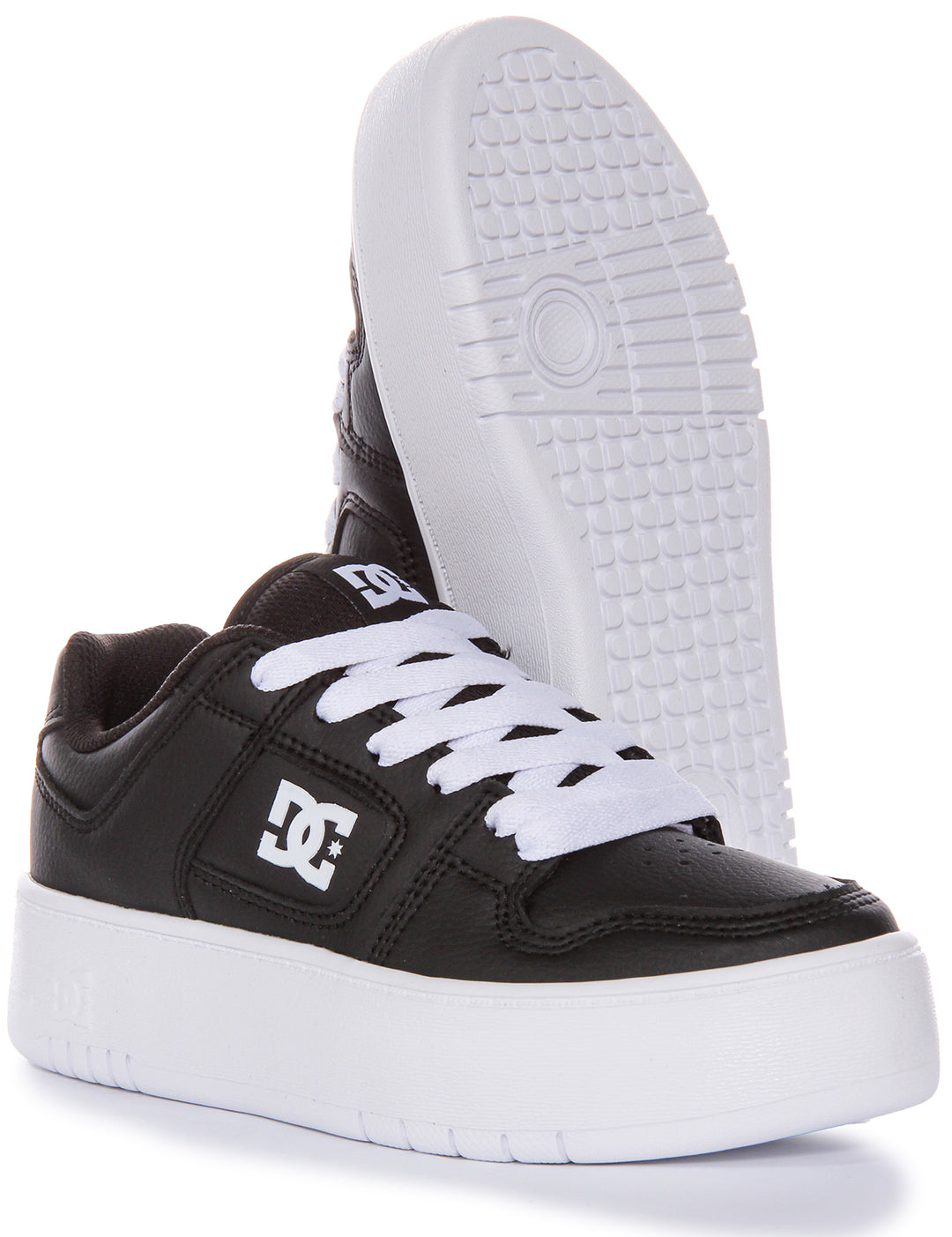 Sacs à main DC Shoes Women's Manteca 4 Platform Foam Padded Naturetex Cupsoles en noir et blanc