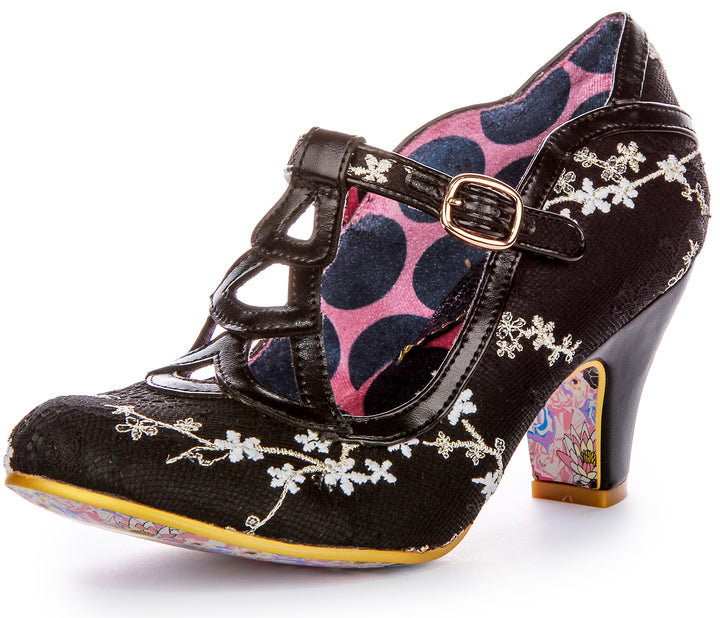 Irregular Choice Nicely Done Heels In Black White Floral