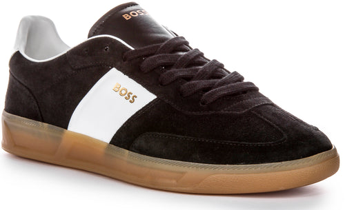 Boss Brandon Tenn Sd Zapatillas de cuero de ante para hombre en negro y blanco