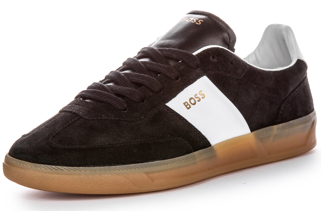 Boss Brandon Tennis Suede In Black White For Men