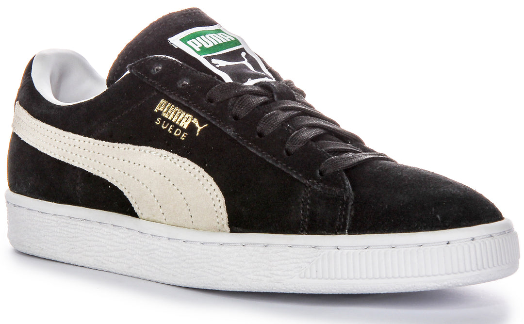 Puma Suede Classic+ Iconic Timeless Herren Suede Ledersneaker in Schwarz Weiß