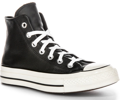 black and white leather converse high tops