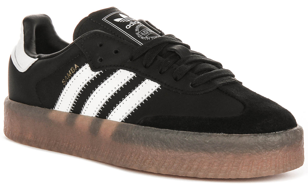 Adidas black trainers white sole online