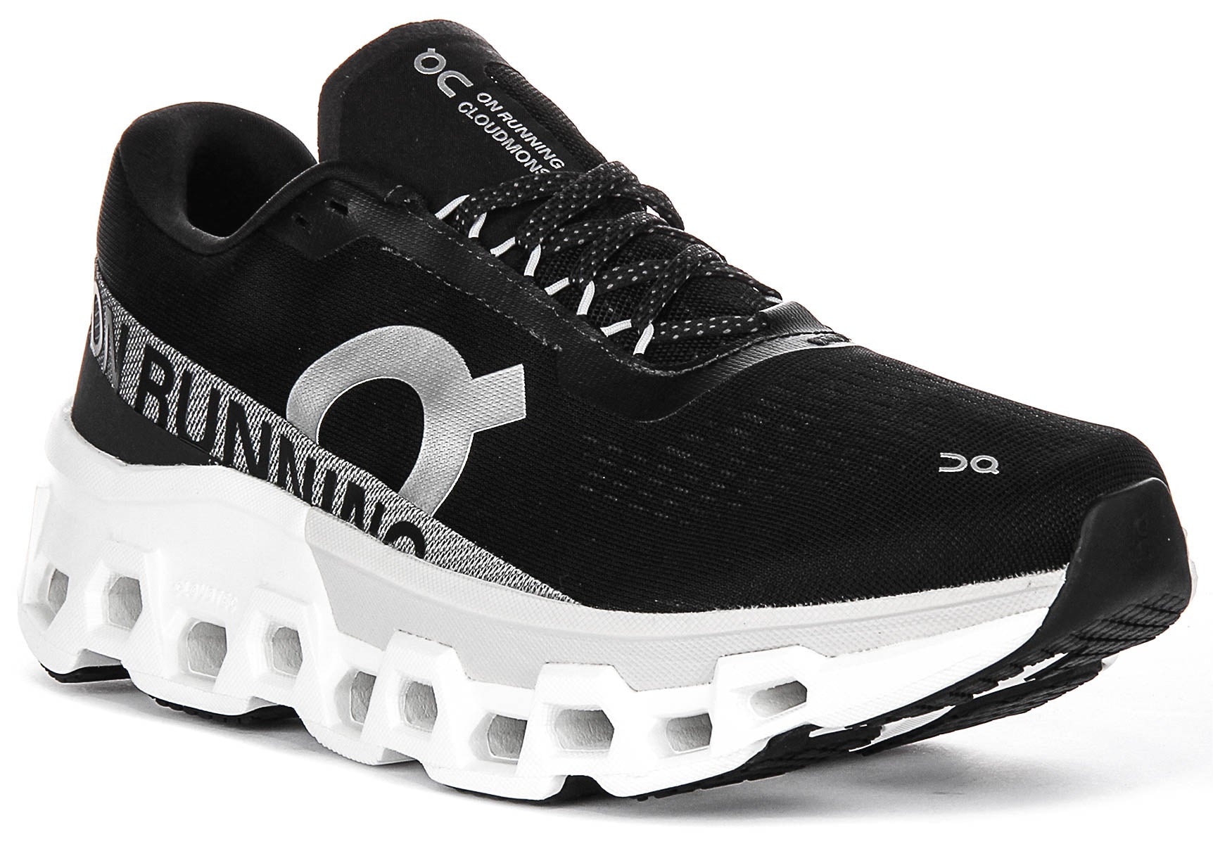 On Running Cloudmonster 2 In Black White For Women | Lace Up
