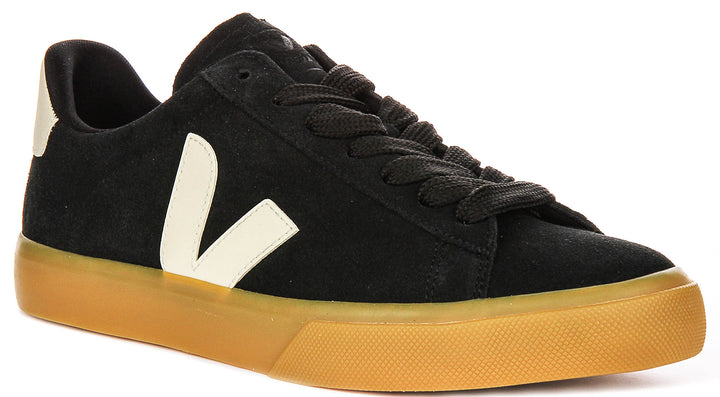 Veja Campo Suede Leather In Black White For Men