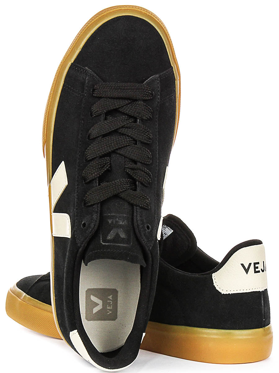 Veja Campo Suede Leather In Black White For Men