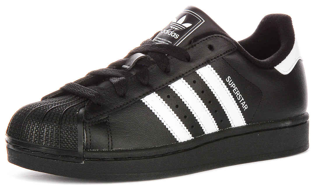 Adidas Superstar II In Black White For Youth | Lace Up Trainers 4feetshoes Adidas Superstar II In Black White For Youth | Lace Up Trainers 4feetshoes