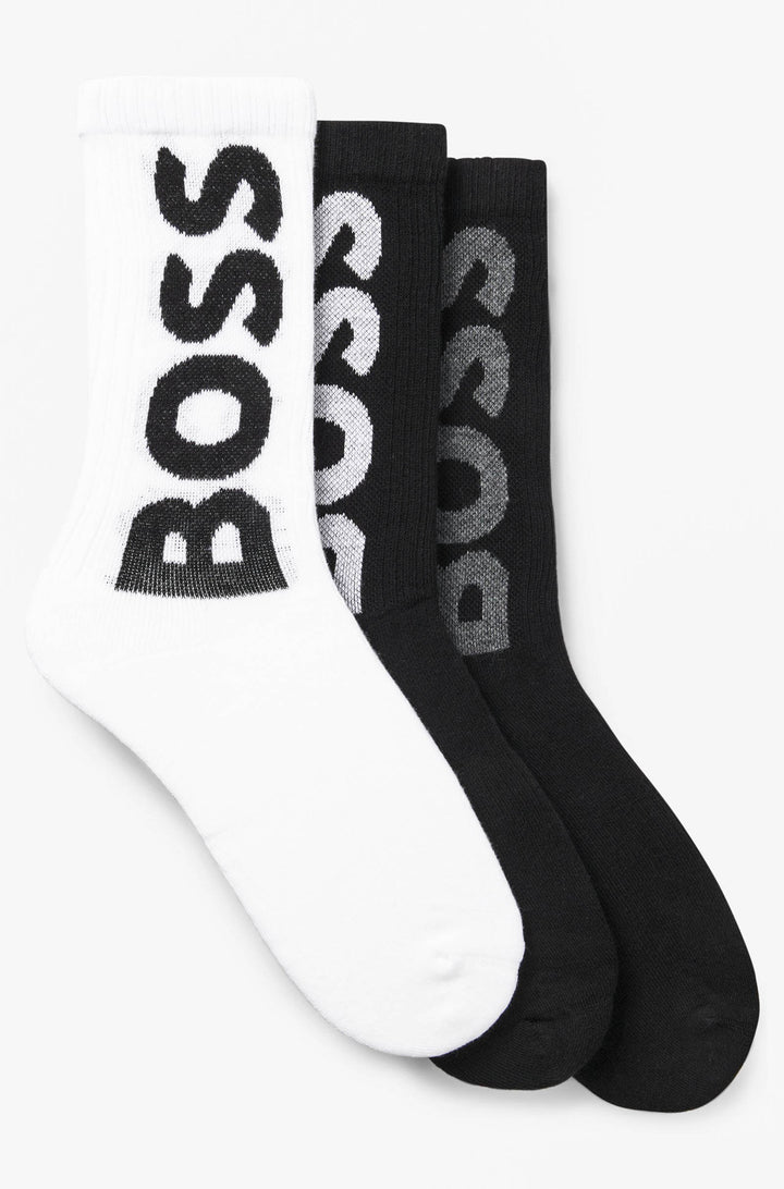 Boss 3 Pair Qs Rib Logo Sock For Men