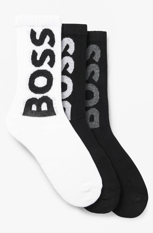 Boss 3 Pair Qs Rib Logo Sock For Men