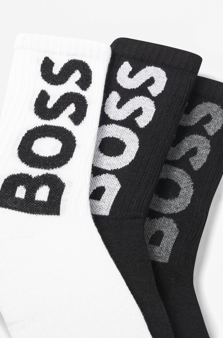 Boss 3 Pair Qs Rib Logo Sock For Men