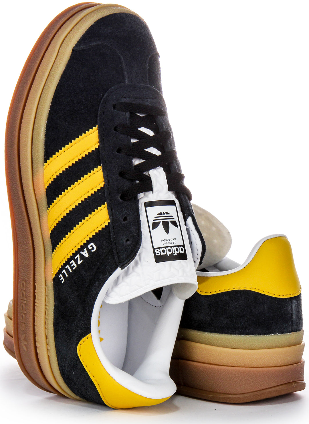 Adidas Gazelle Bold In Black Yellow For Women Platform Trainers