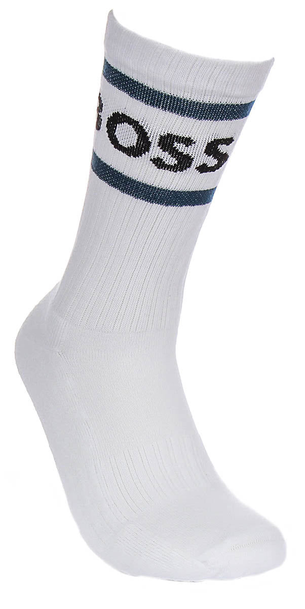 Boss 3 Pair Shoe Sock In White, Black & Blue