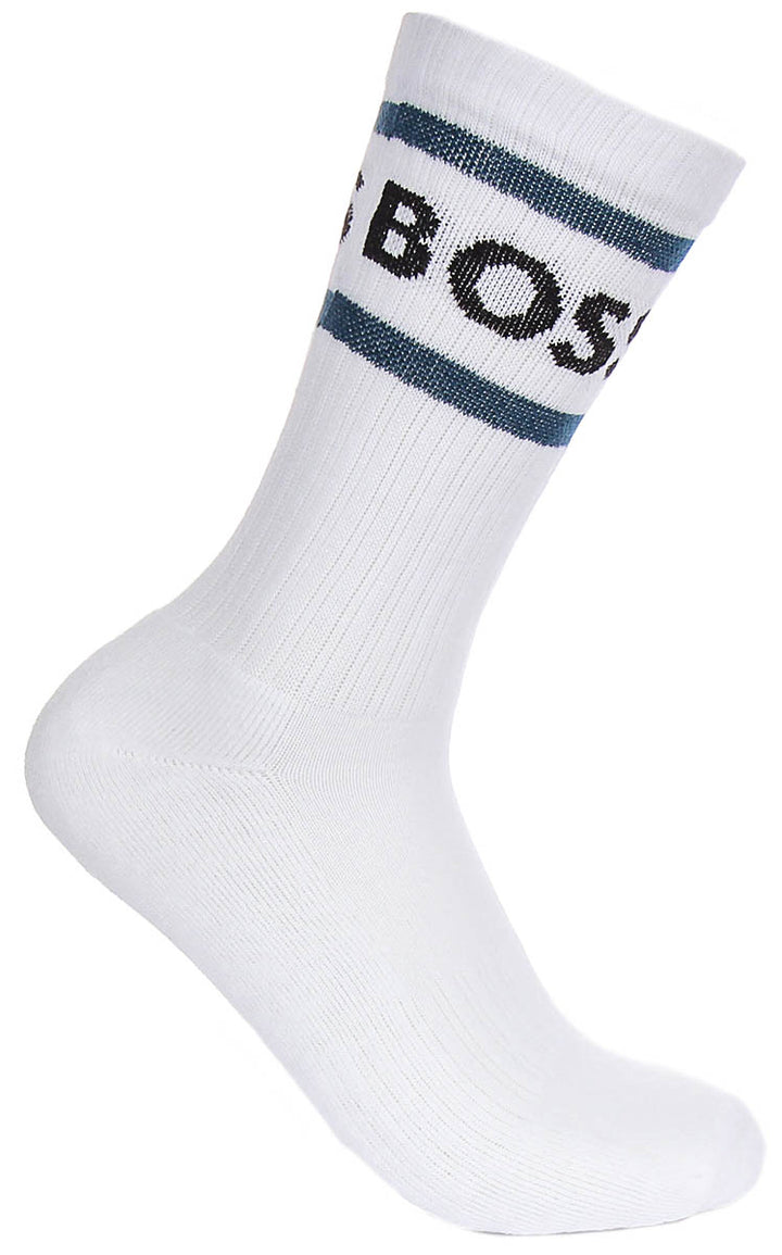 Boss 3 Pair Shoe Sock In White, Black & Blue