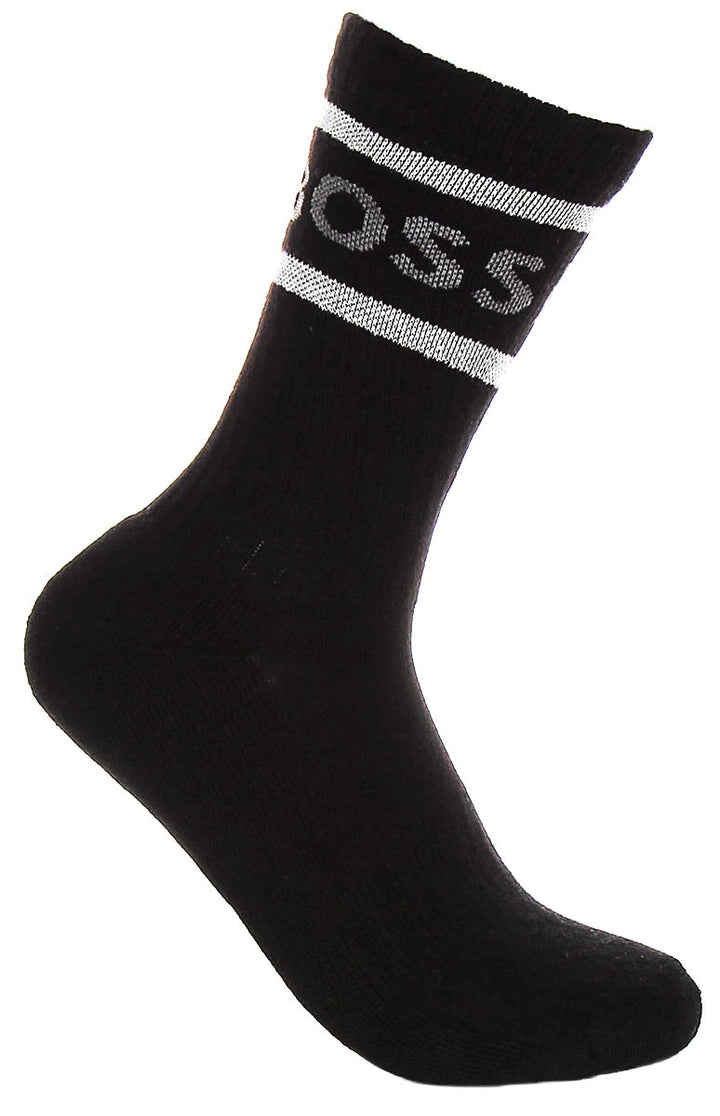 Boss 3 Pair Shoe Sock In White, Black & Blue