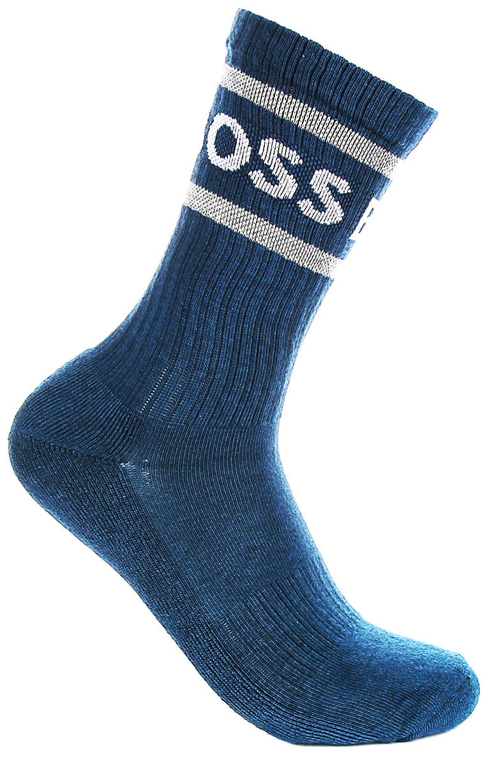 Boss 3 Pair Shoe Sock In White, Black & Blue