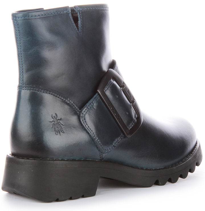 Fly London Rily991 Frauen Leder Stiefelette Mit Seite Reißverschluss Blau