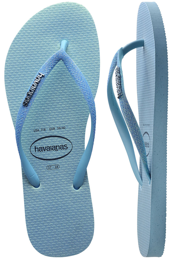 Havaianas Slim Glitter II In Blue For Women