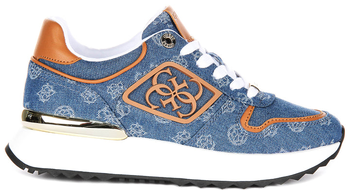 Guess Koyaa 4G Peony Logo In Blue Denim Sneaker