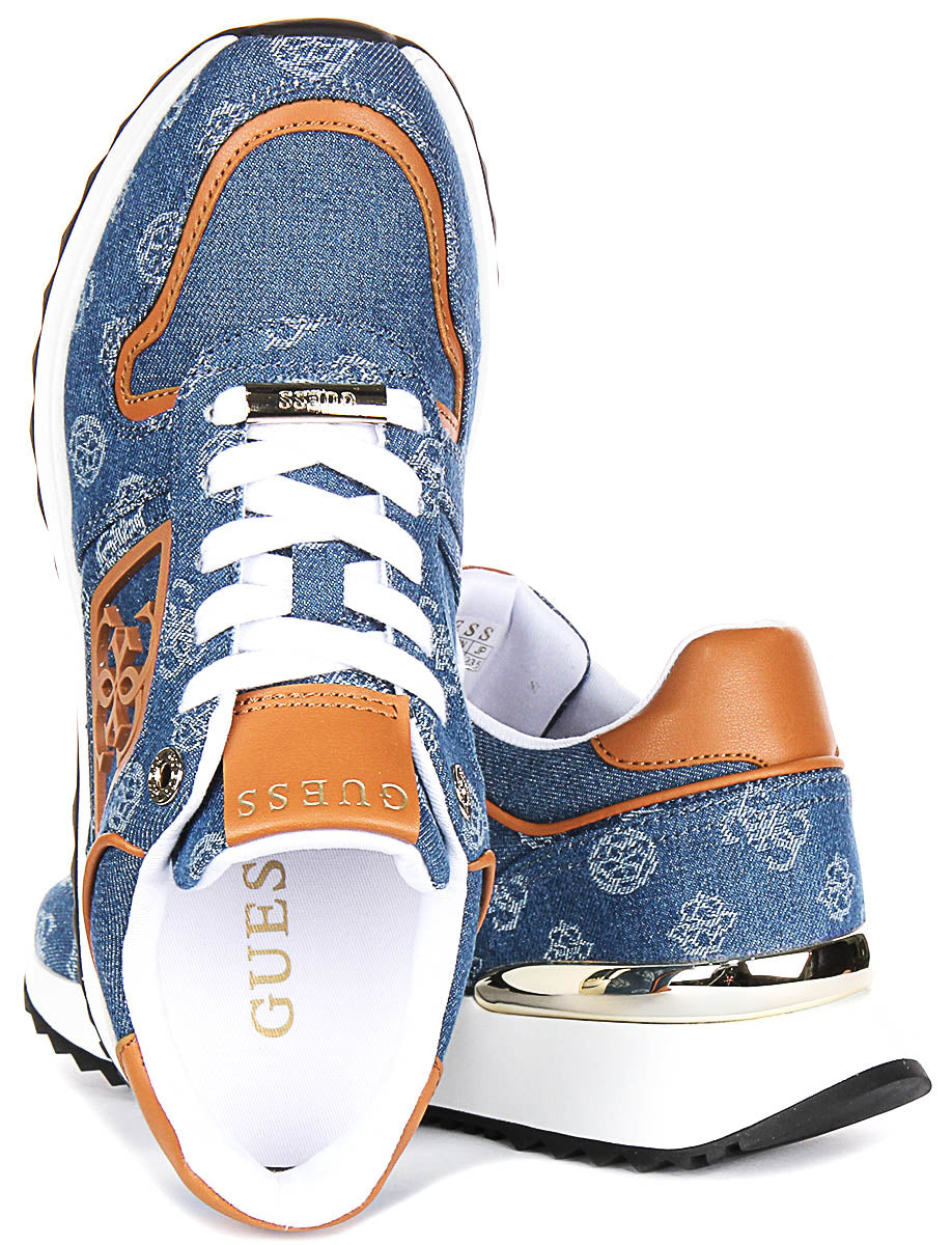 Guess Koyaa 4G Peony Logo In Blue Denim Sneaker